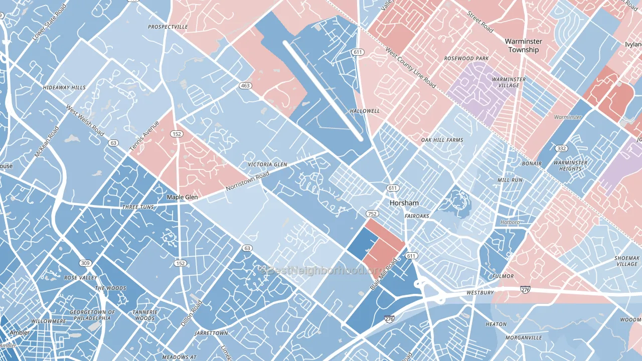 Horsham, PA block-group political-lean map