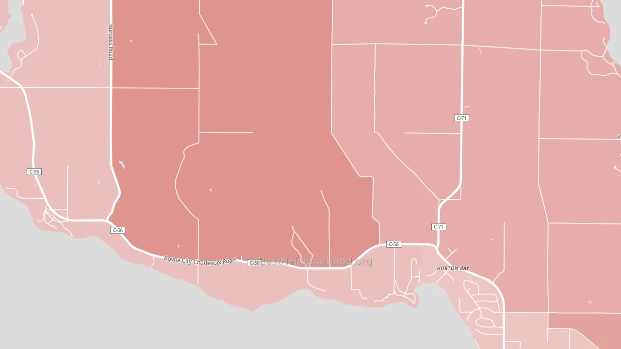 Horton Bay, MI block-group political-lean map