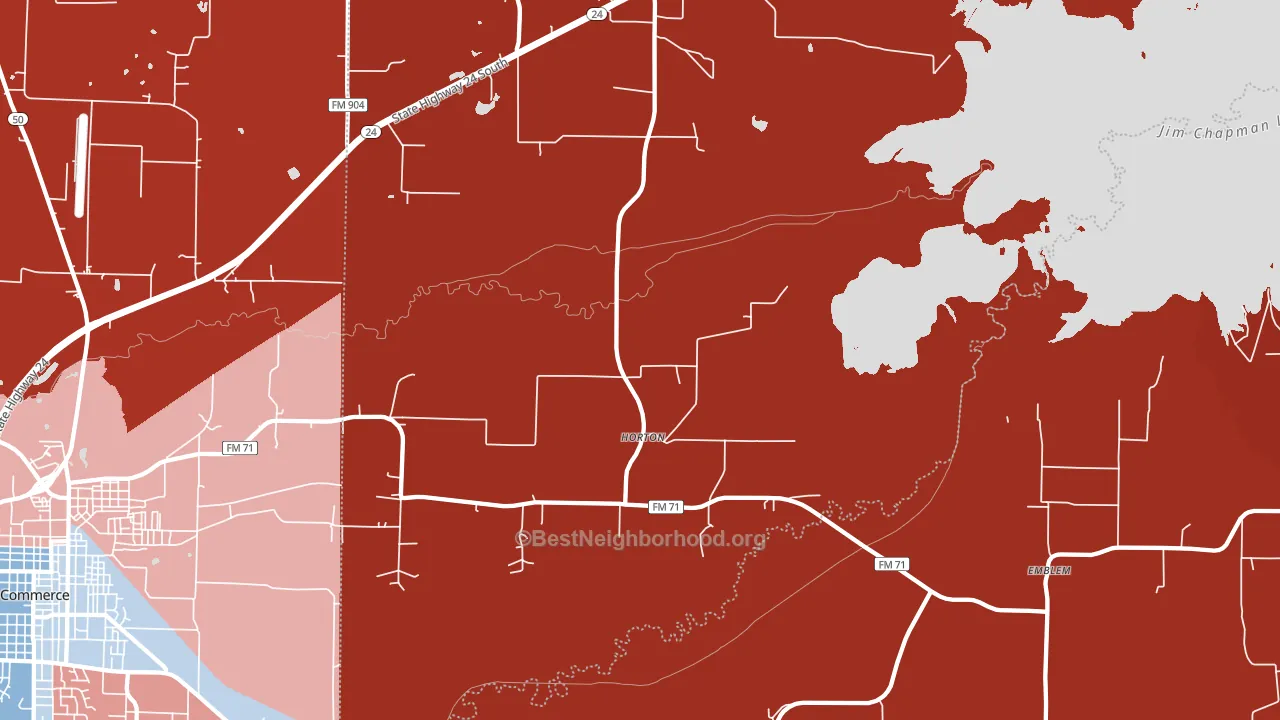Horton, TX block-group political-lean map