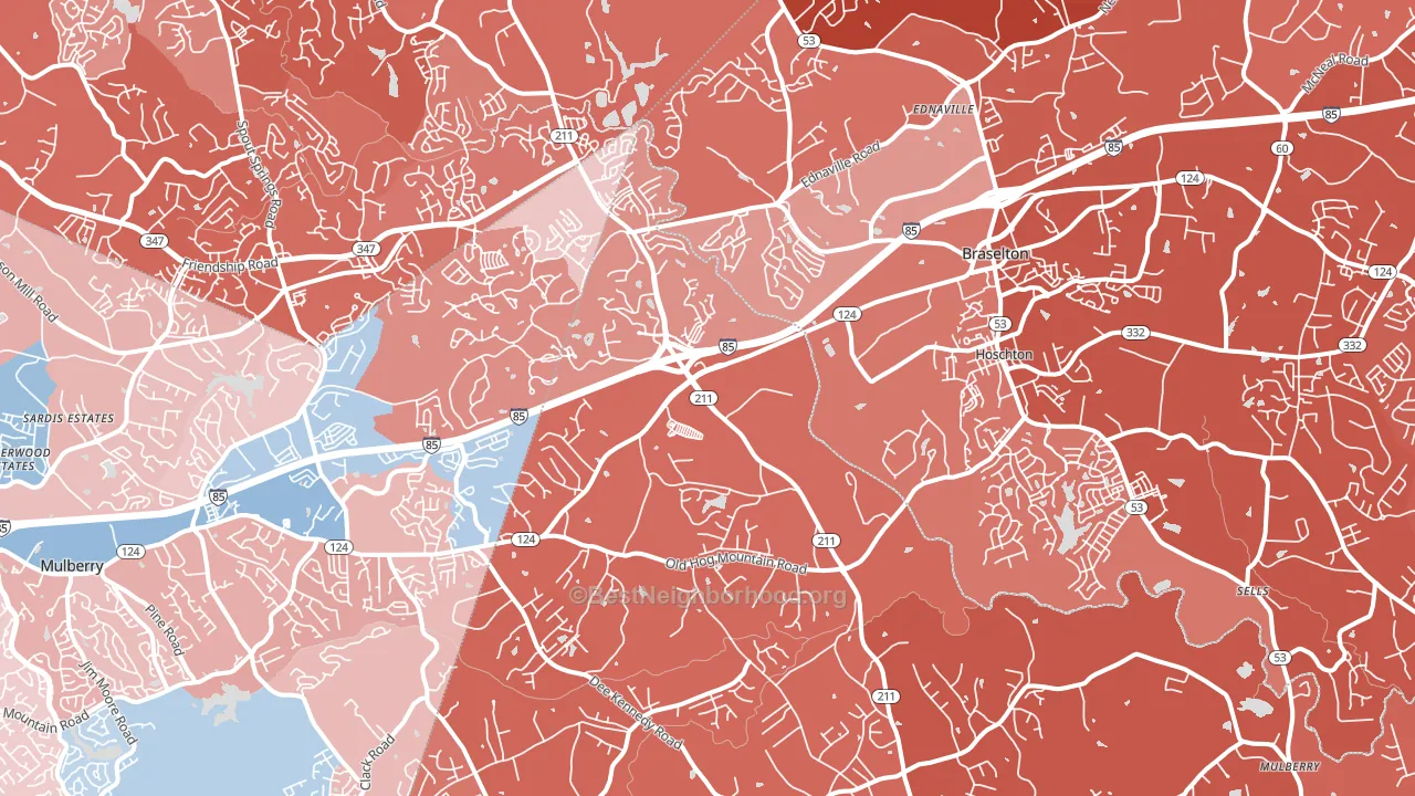 Hoschton, GA block-group political-lean map