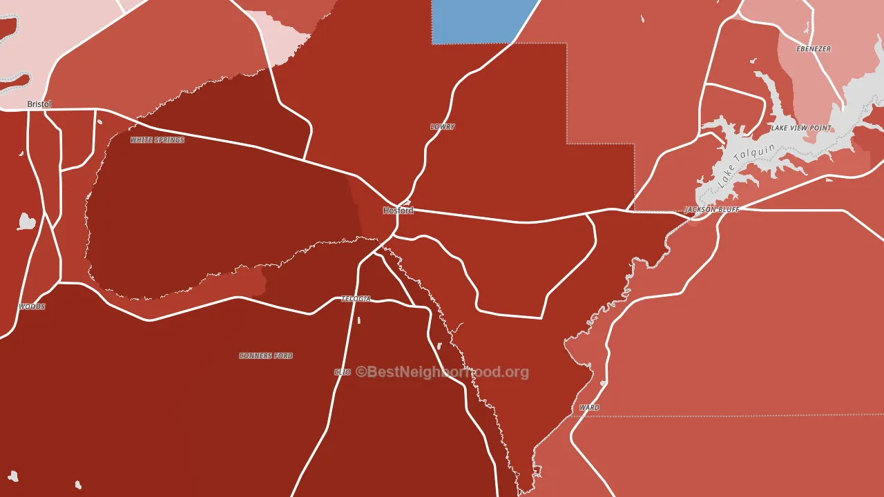 Hosford, FL block-group political-lean map