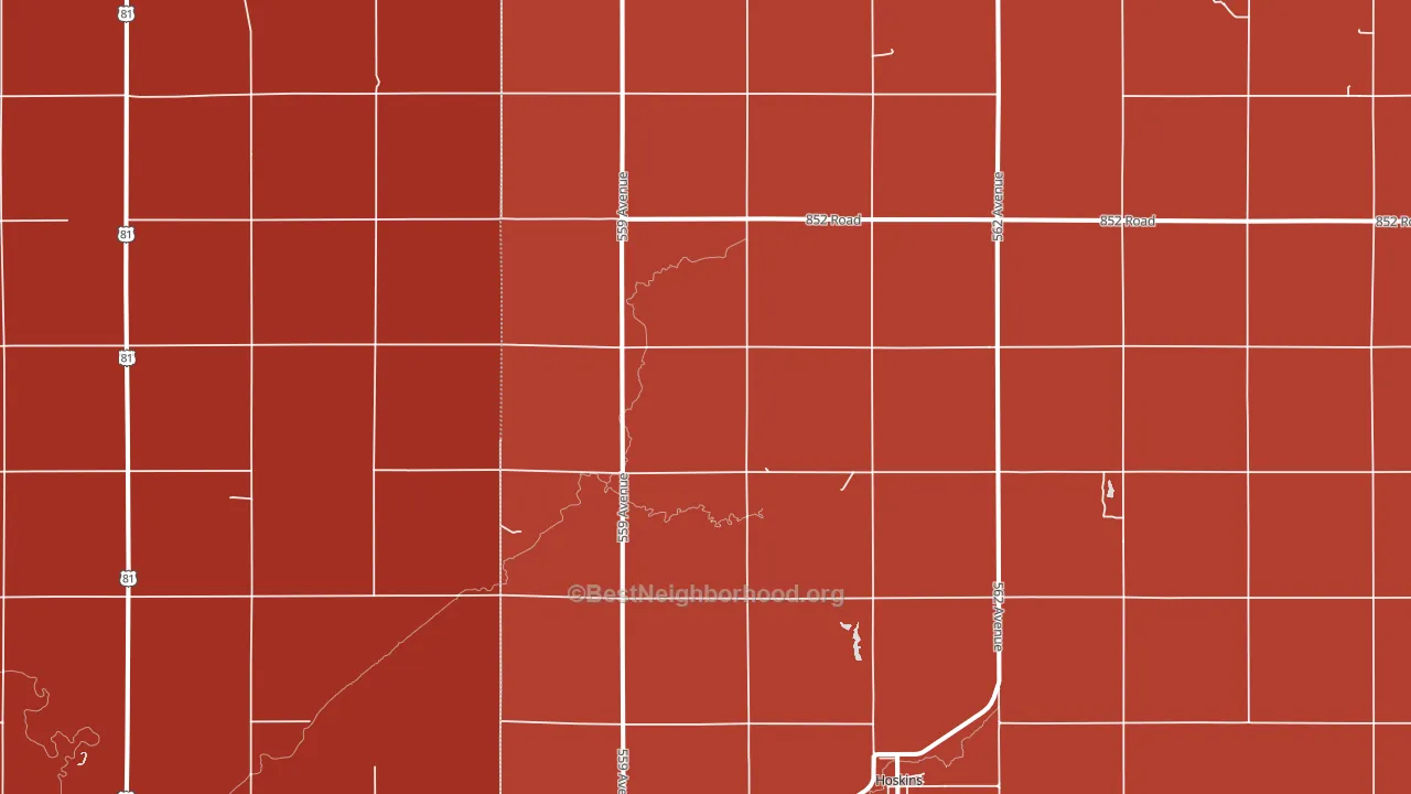 Hoskins, NE block-group political-lean map