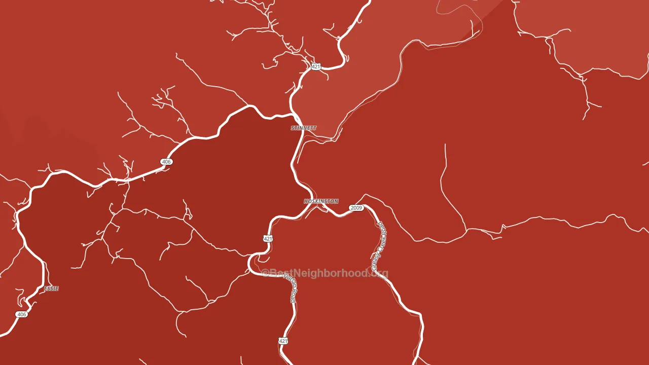 Hoskinston, KY block-group political-lean map