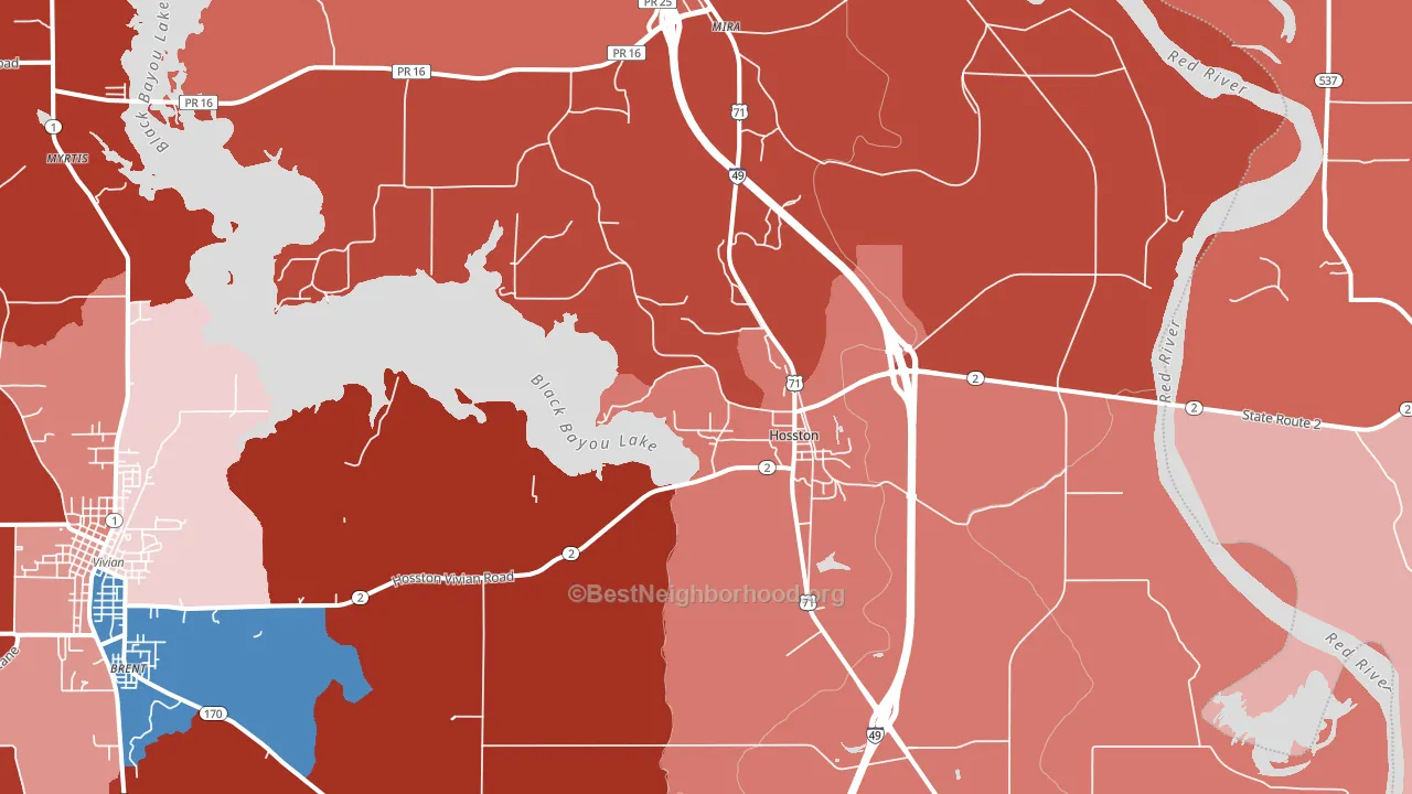 Hosston, LA block-group political-lean map