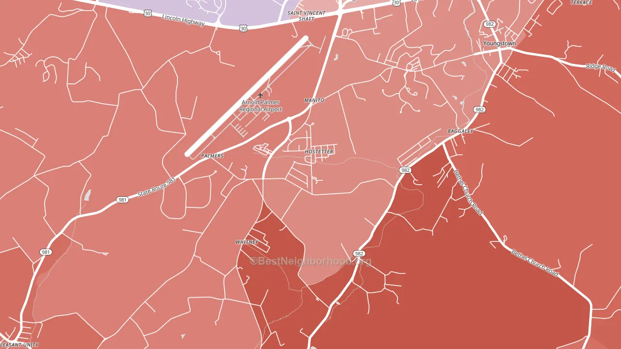 Hostetter, PA block-group political-lean map