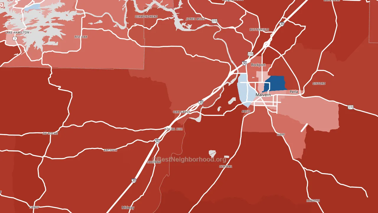 Hot Spring County, AR block-group political-lean map