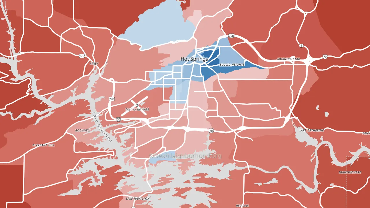 Hot Springs, AR block-group political-lean map