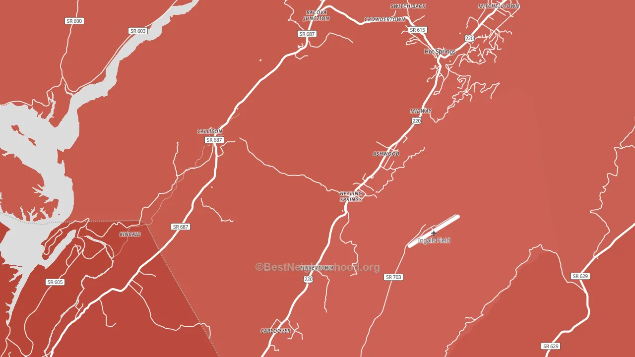 Hot Springs, VA block-group political-lean map
