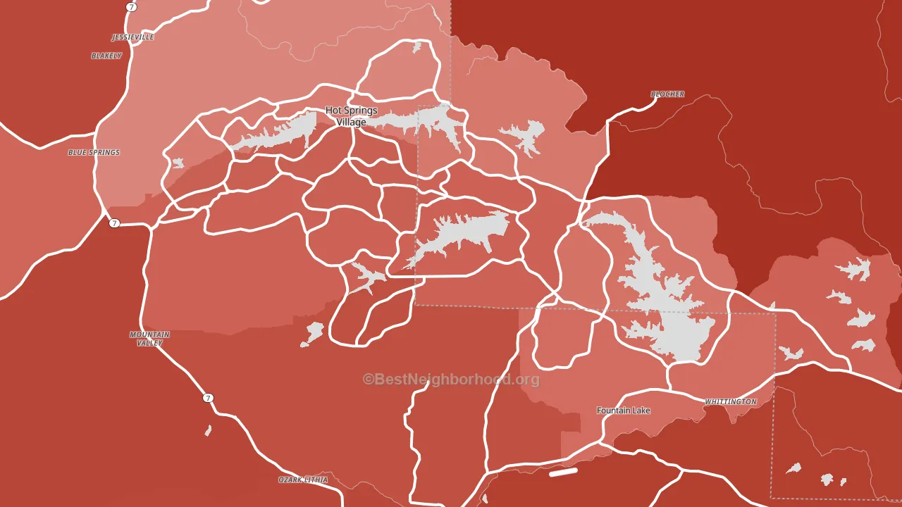 Hot Springs Village, AR block-group political-lean map