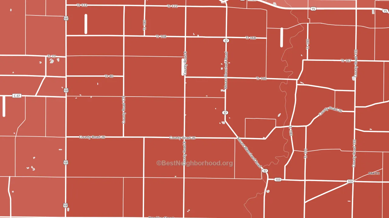 Houcktown, OH block-group political-lean map