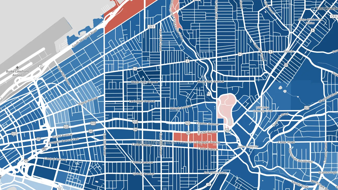 Hough, Cleveland, OH block-group political-lean map