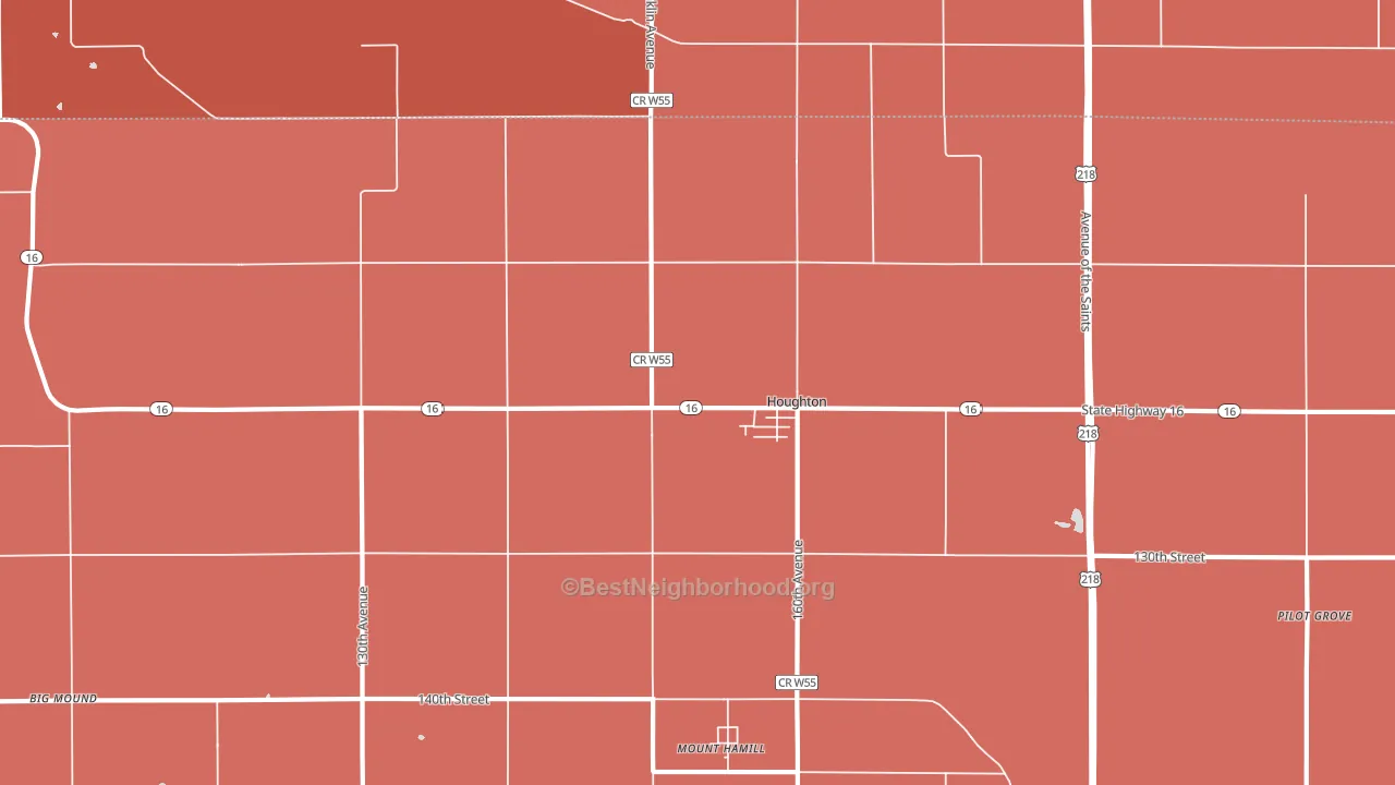 Houghton, IA block-group political-lean map