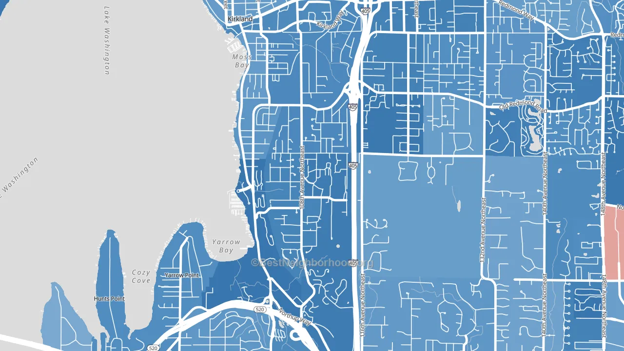 Houghton, Kirkland, WA block-group political-lean map