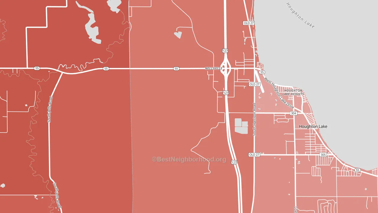 Houghton Lake Heights, MI block-group political-lean map