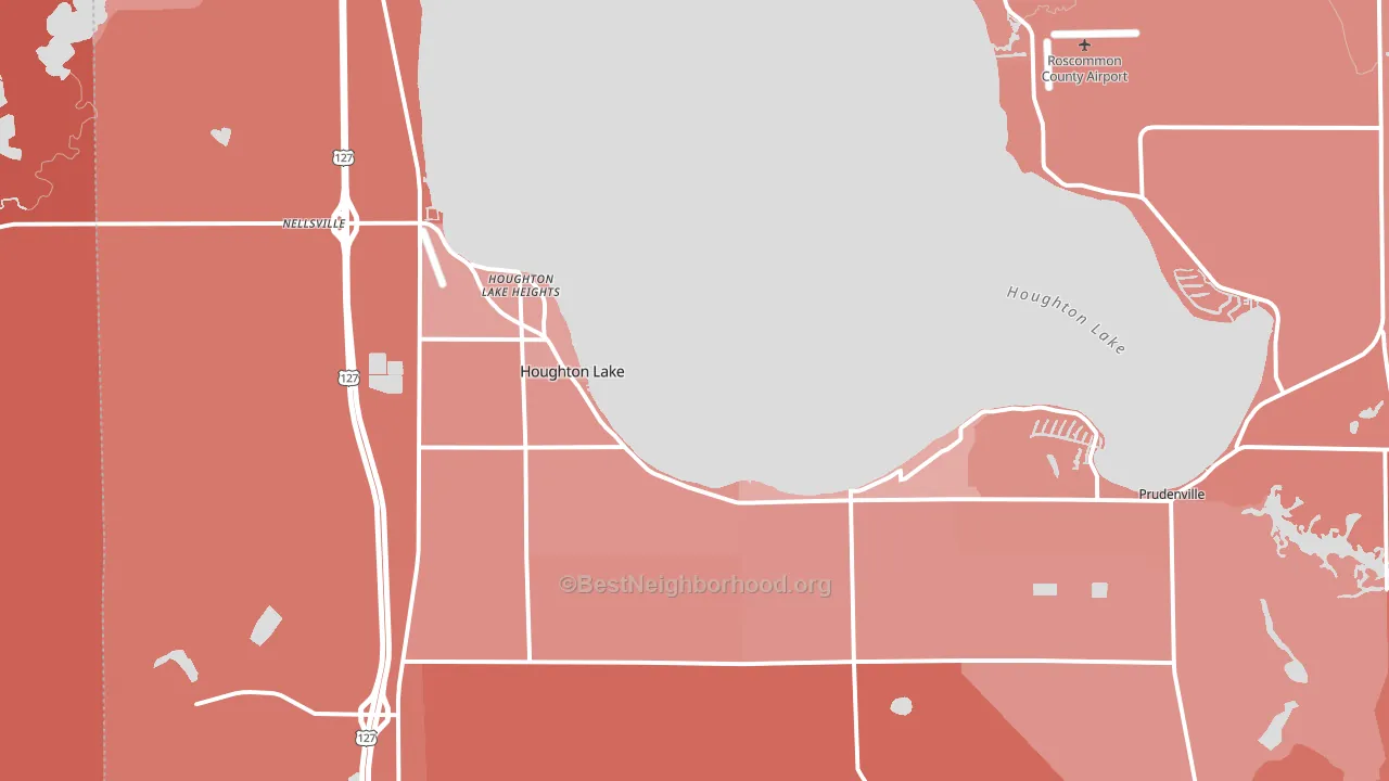Houghton Lake, MI block-group political-lean map