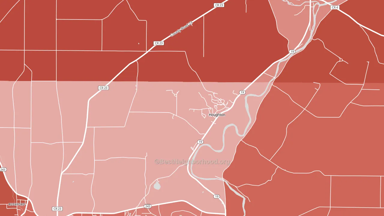 Houghton, NY block-group political-lean map