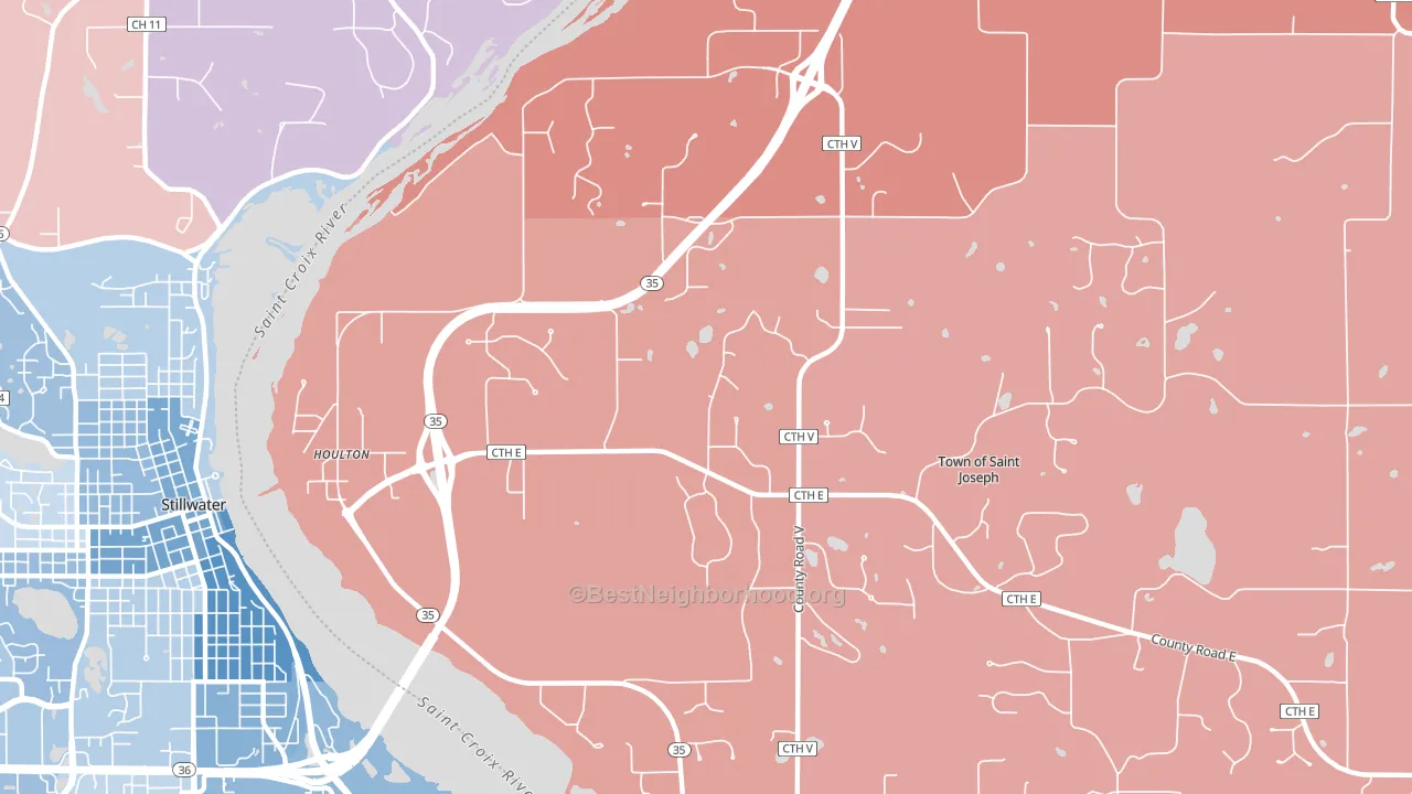 Houlton, WI block-group political-lean map