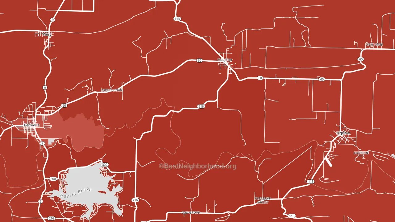 Houston, AR block-group political-lean map