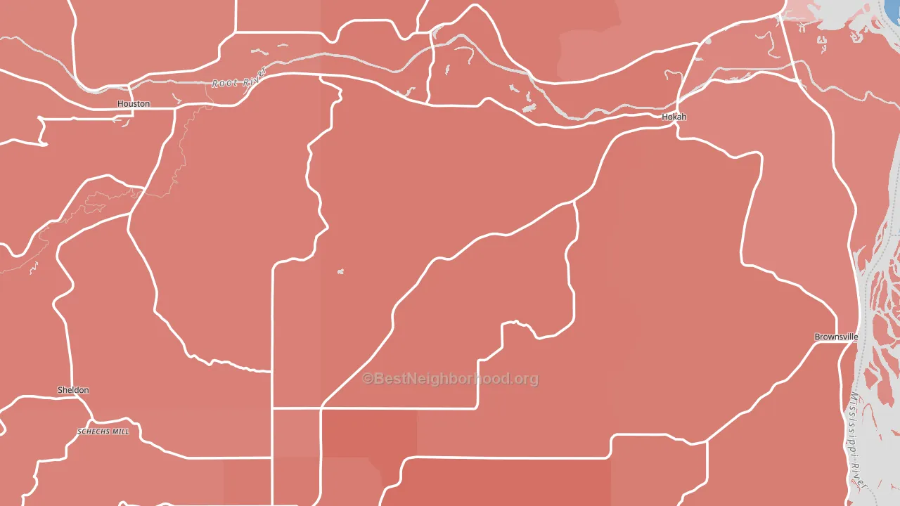 Houston County, MN block-group political-lean map