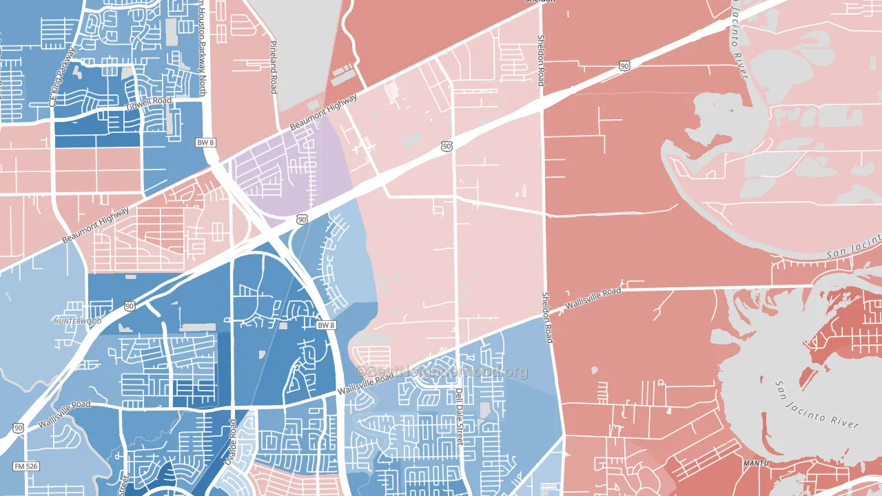 Houston Farms, Houston, TX block-group political-lean map
