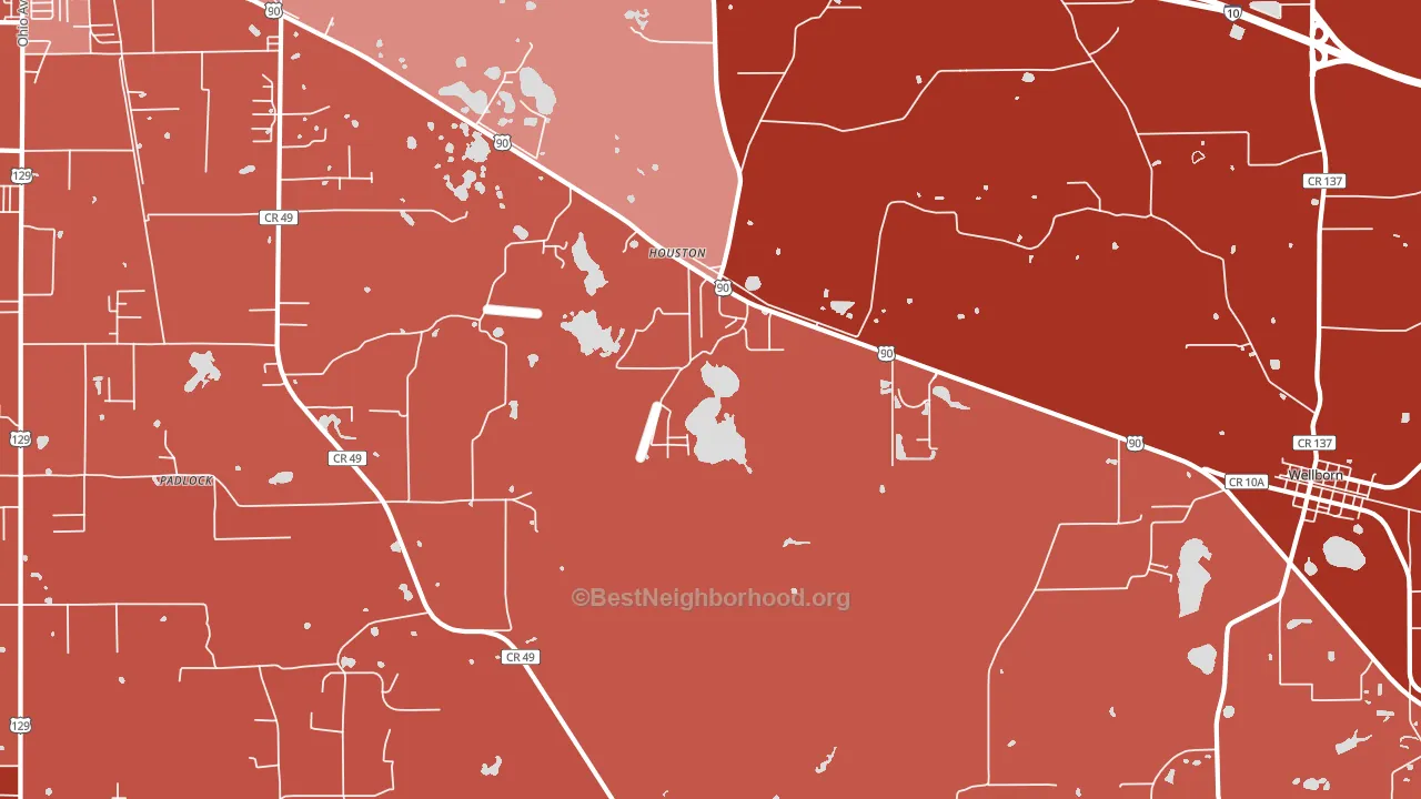 Houston, FL block-group political-lean map