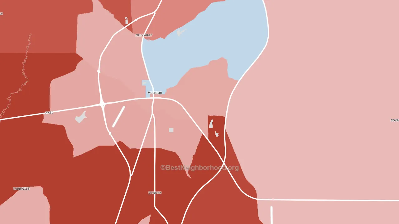 Houston, MS block-group political-lean map