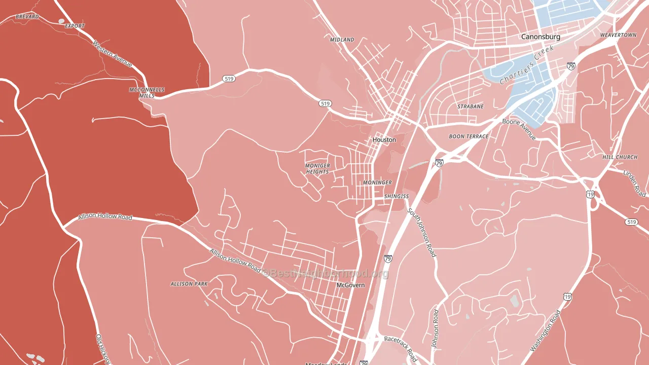 Houston, PA block-group political-lean map