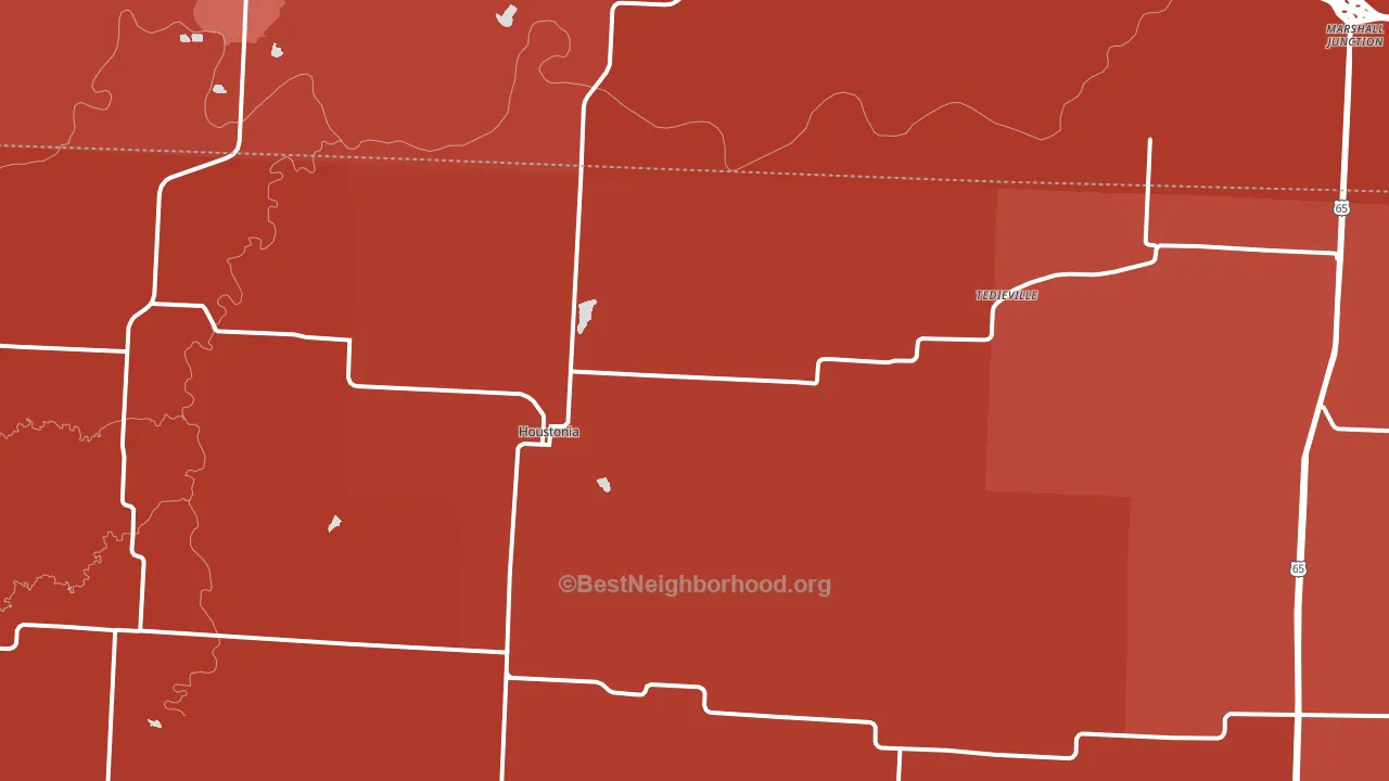Houstonia, MO block-group political-lean map