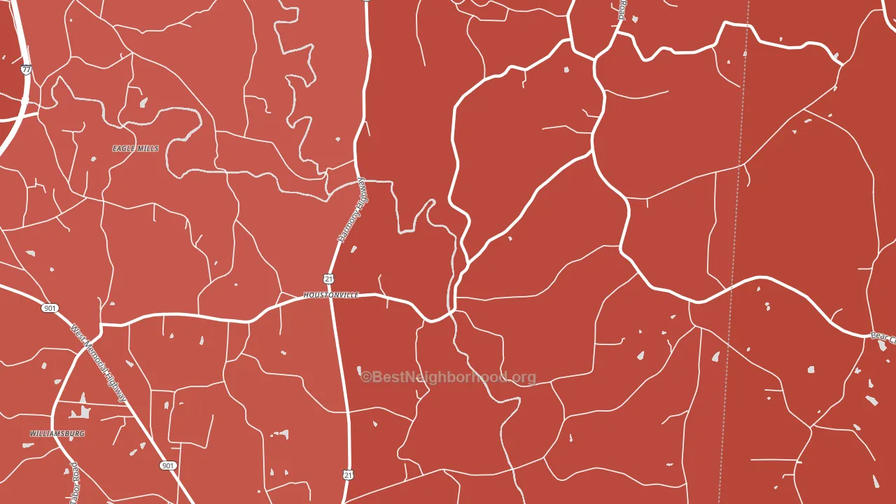 Houstonville, NC block-group political-lean map