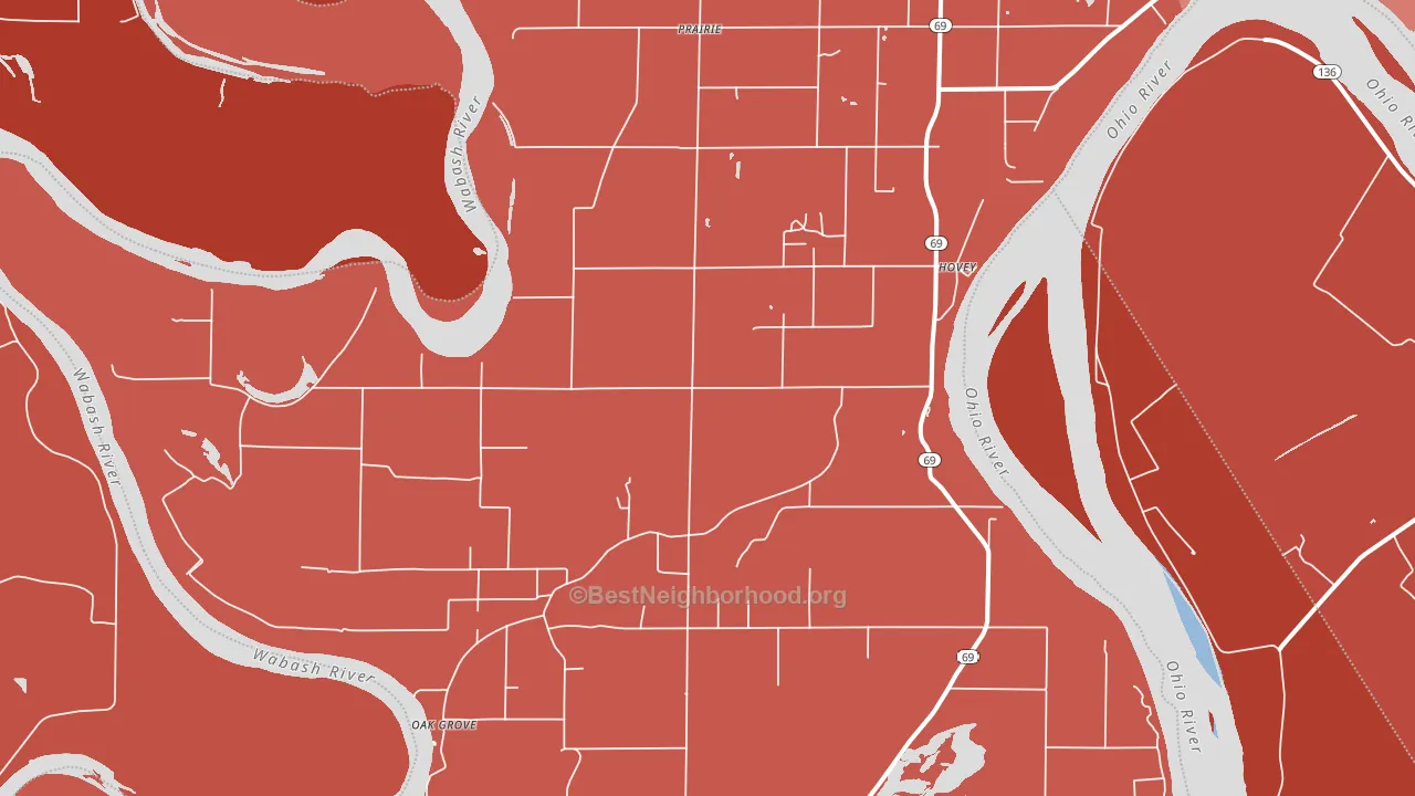 Hovey, IN block-group political-lean map
