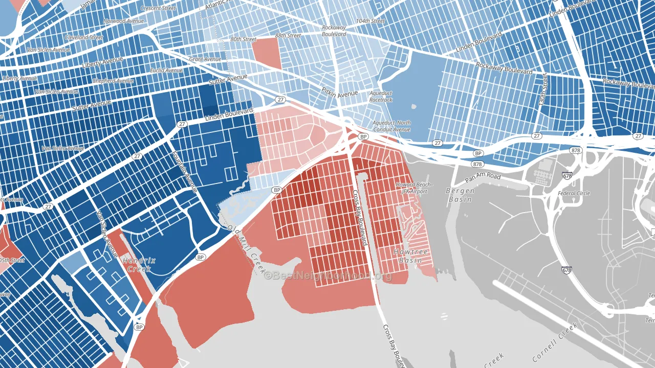 Howard Beach, Queens, NY block-group political-lean map