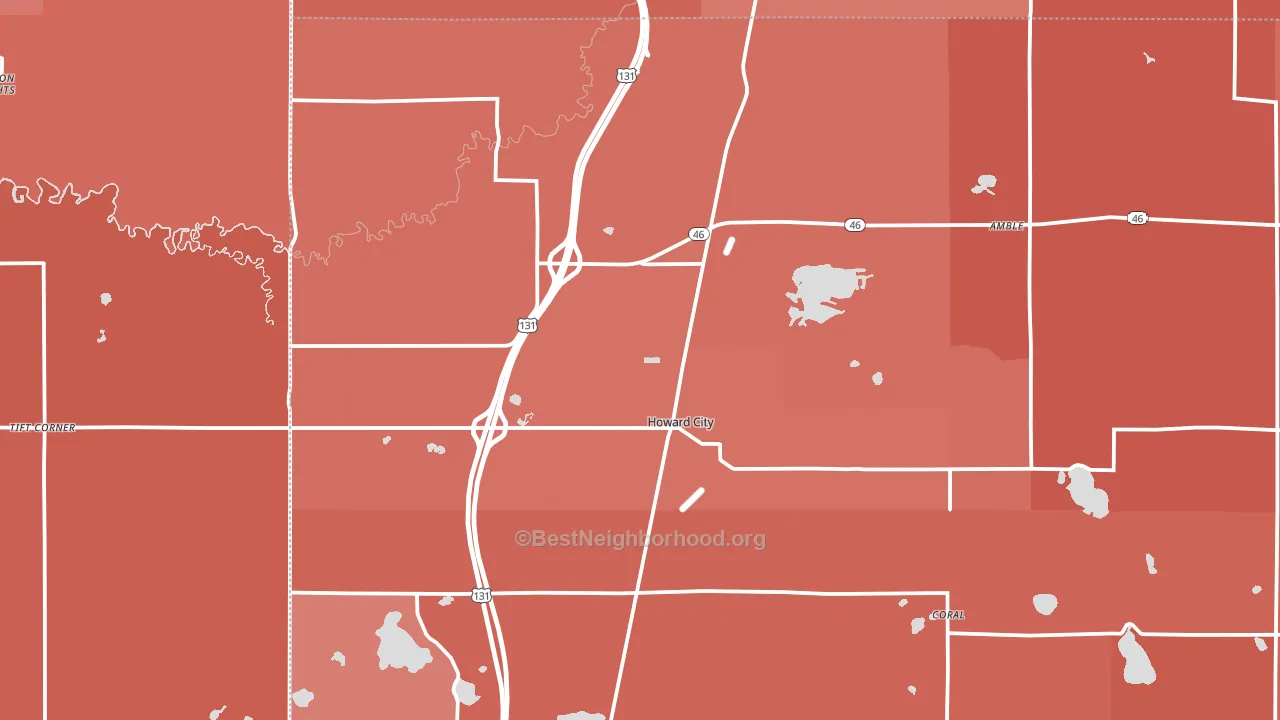 Howard City, MI block-group political-lean map