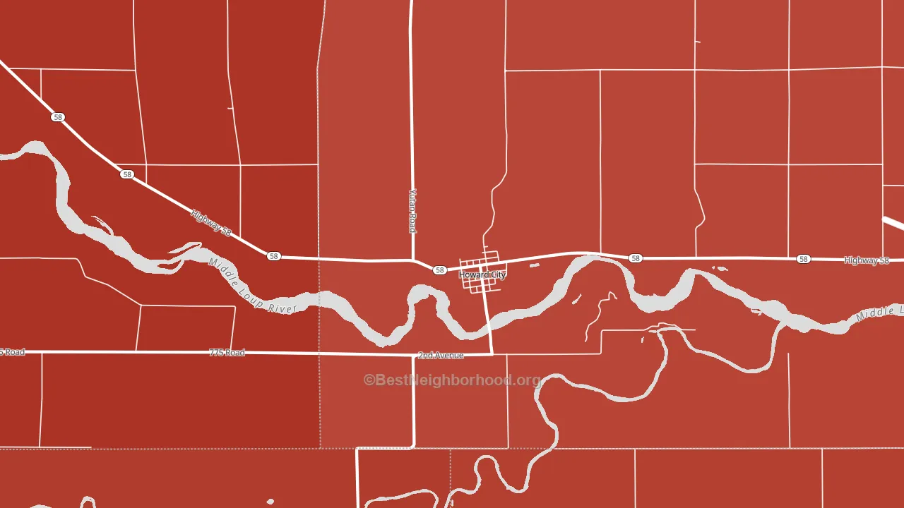 Howard City, NE block-group political-lean map