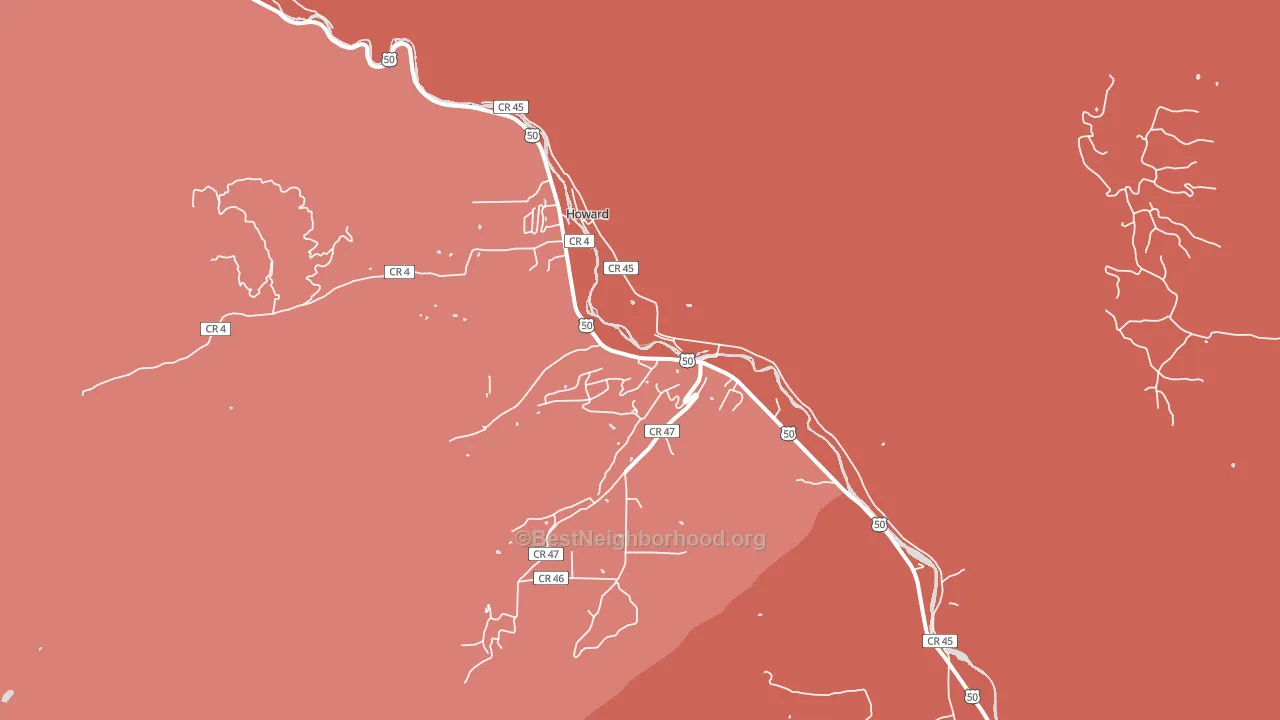 Howard, CO block-group political-lean map