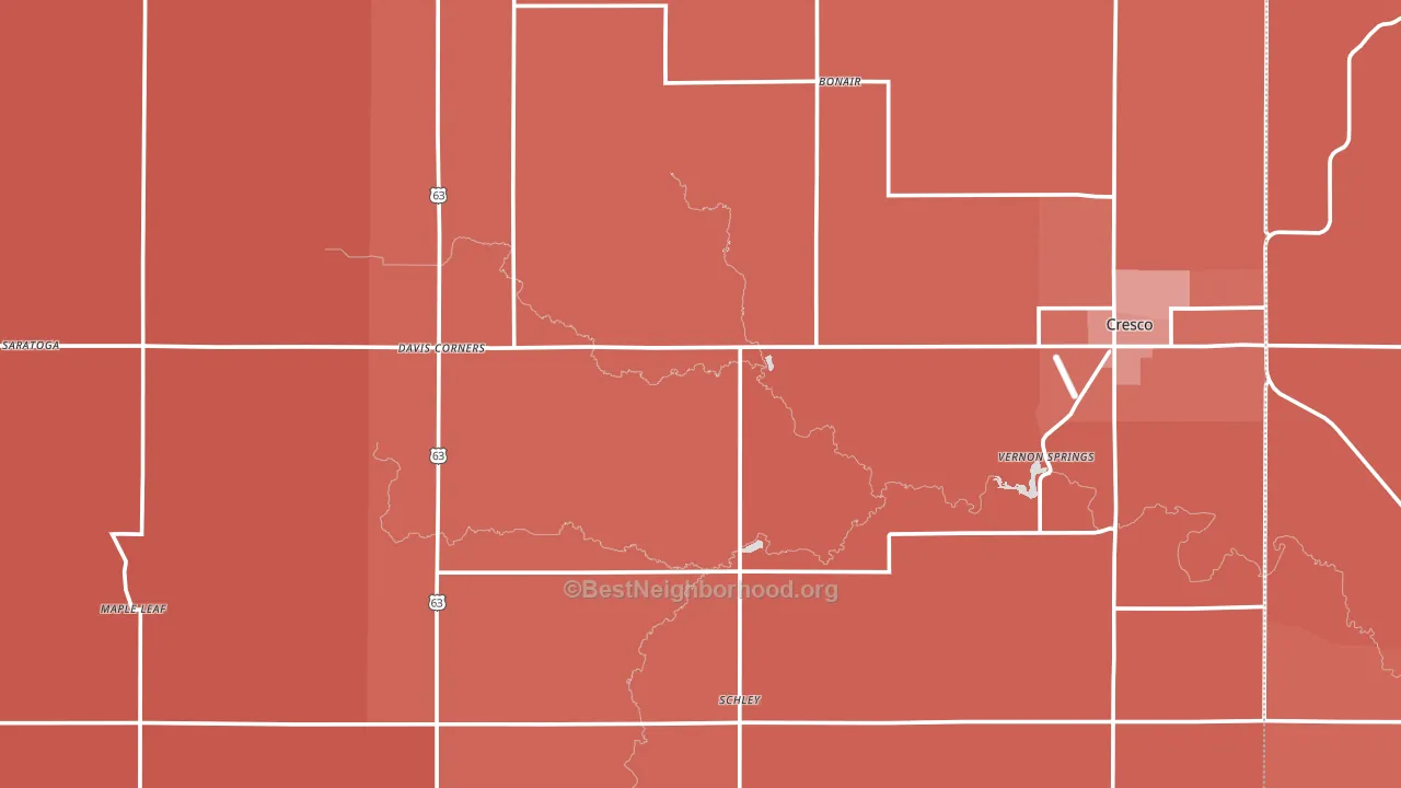 Howard County, IA block-group political-lean map