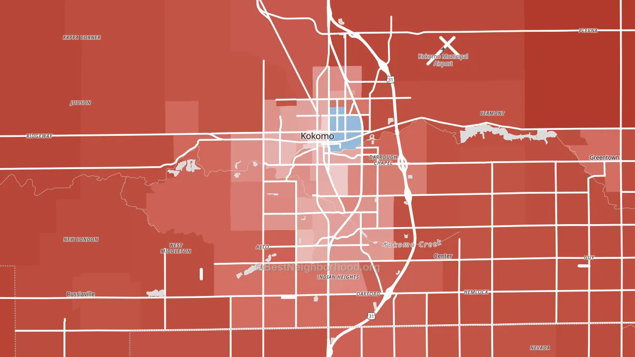 Howard County, IN block-group political-lean map