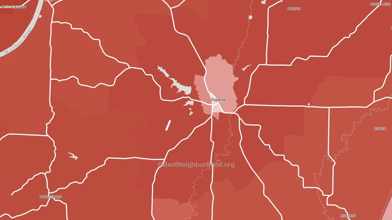 Howard County, MO block-group political-lean map