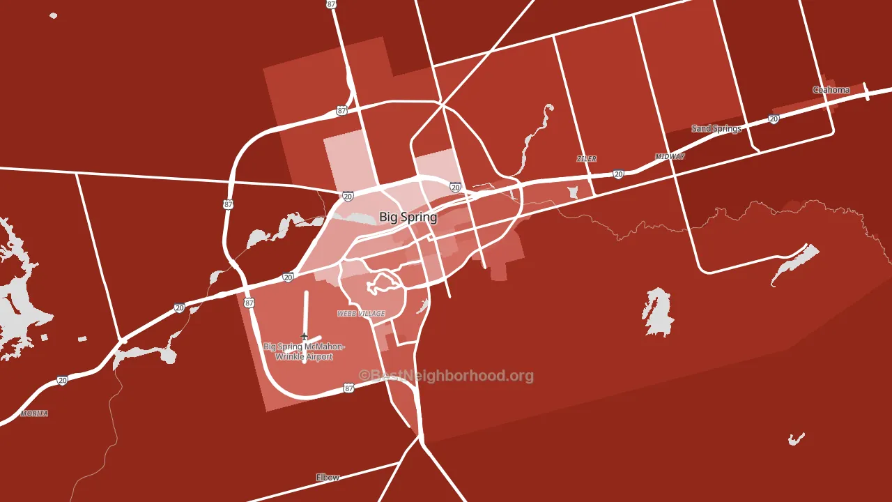 Howard County, TX block-group political-lean map
