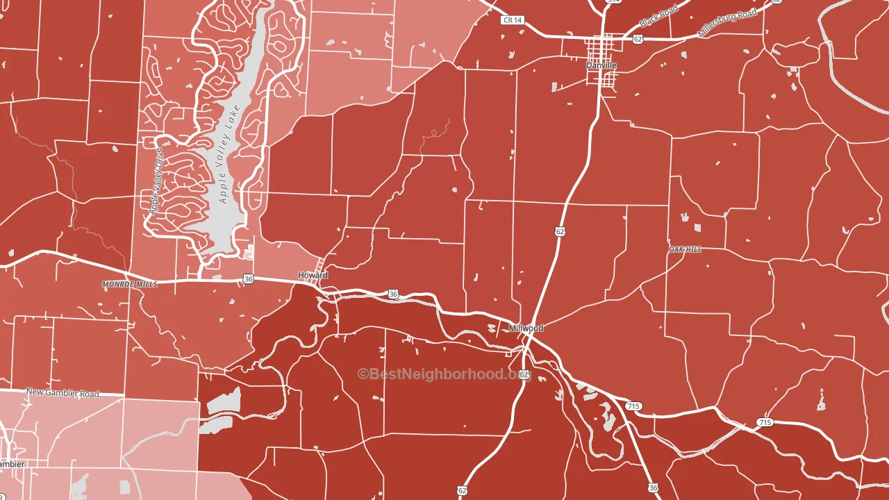 Howard, OH block-group political-lean map