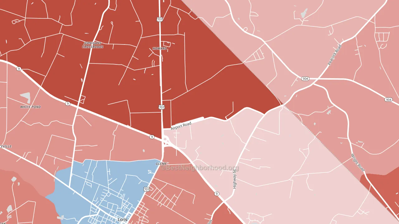 Howard, SC block-group political-lean map