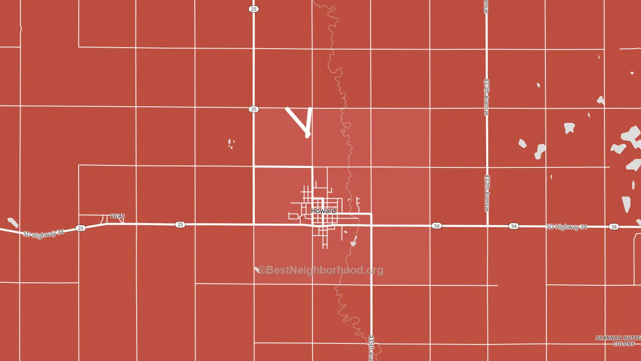 Howard, SD block-group political-lean map