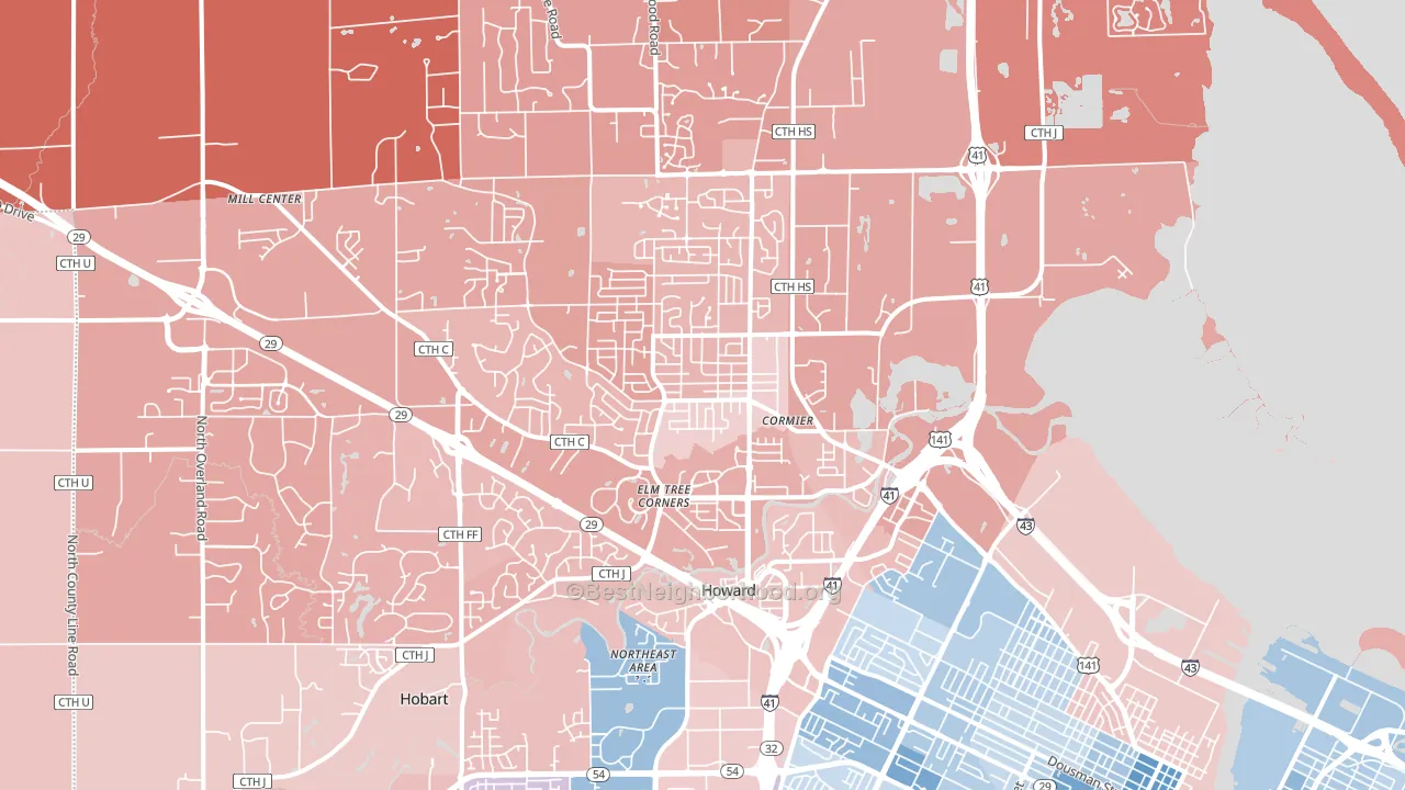 Howard, WI block-group political-lean map