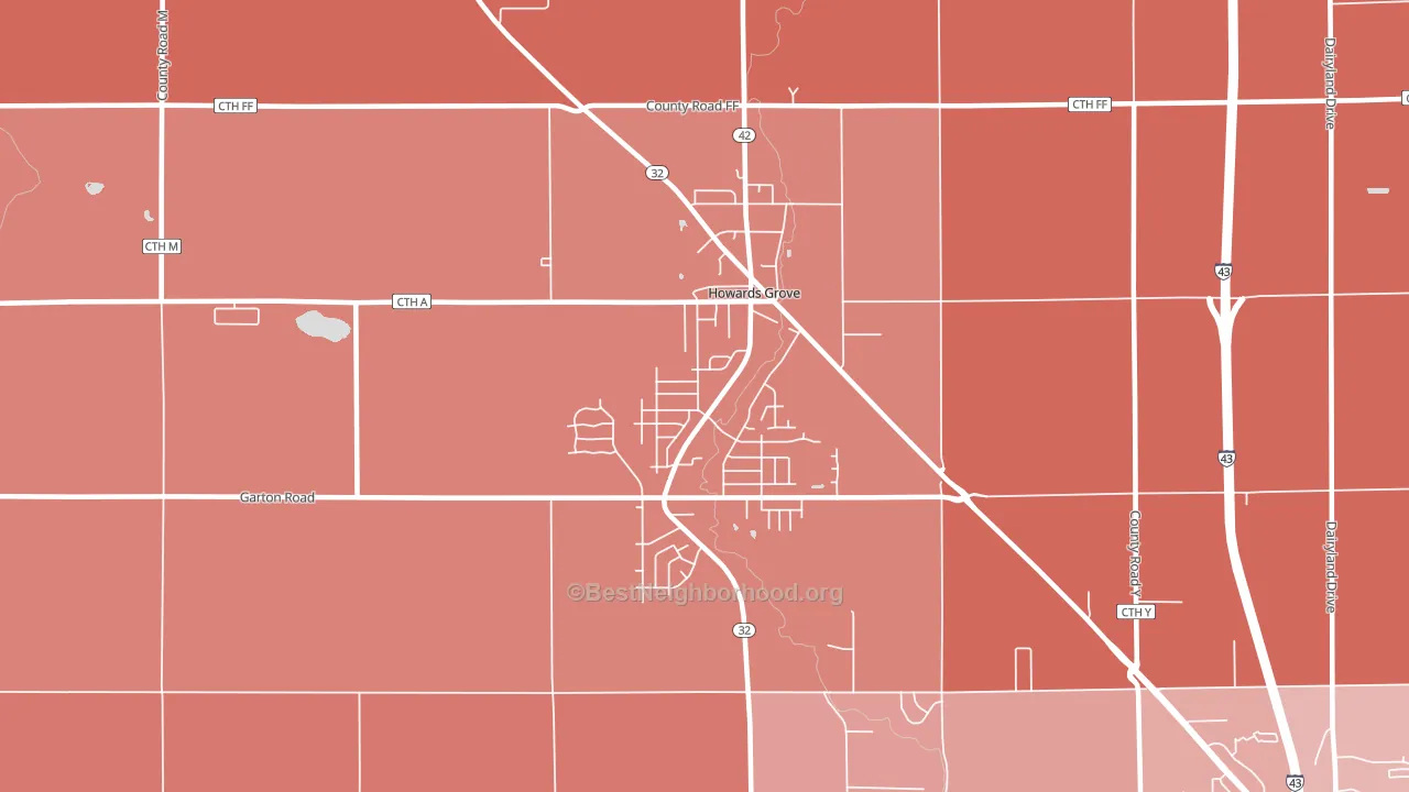 Howards Grove, WI block-group political-lean map