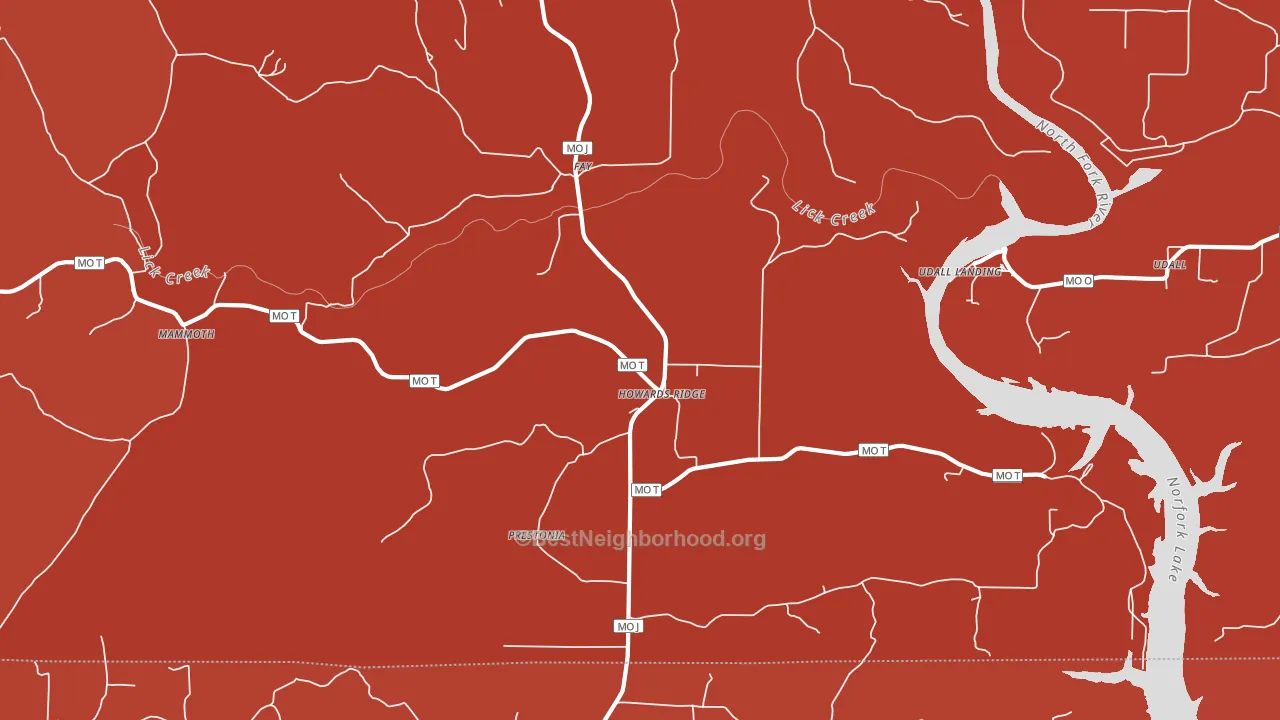 Howards Ridge, MO block-group political-lean map