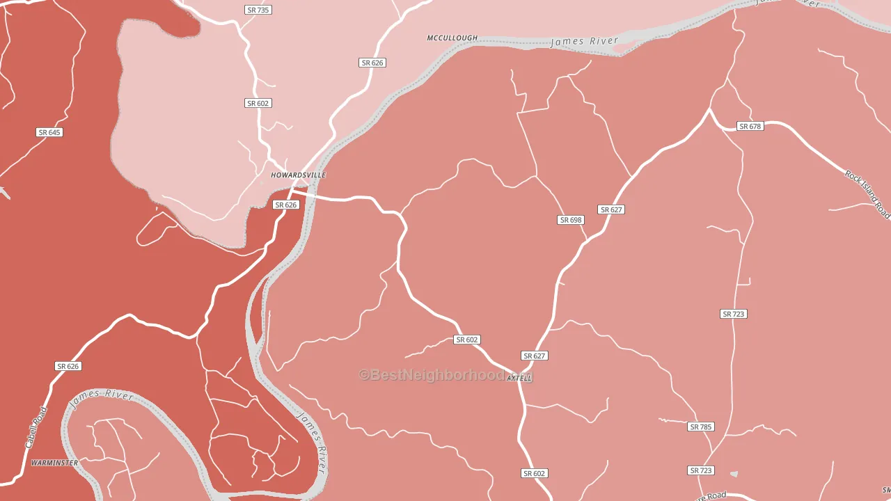 Howardsville, VA block-group political-lean map