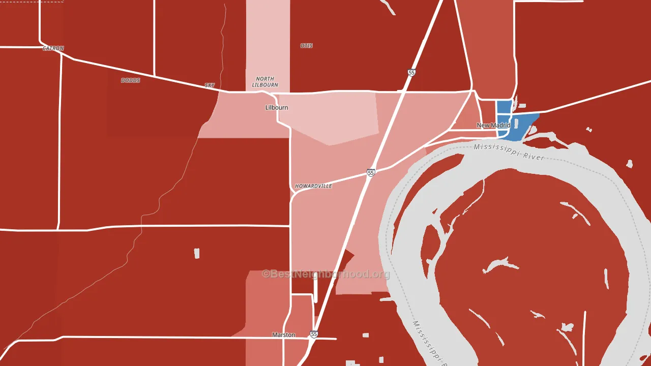 Howardville, MO block-group political-lean map