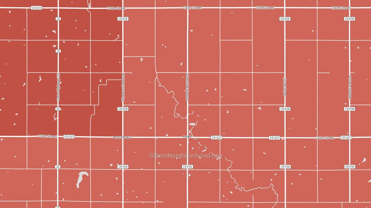 Howe, IA block-group political-lean map
