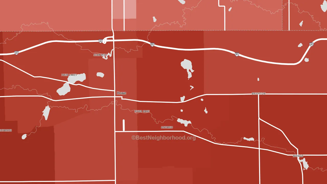 Howe, IN block-group political-lean map