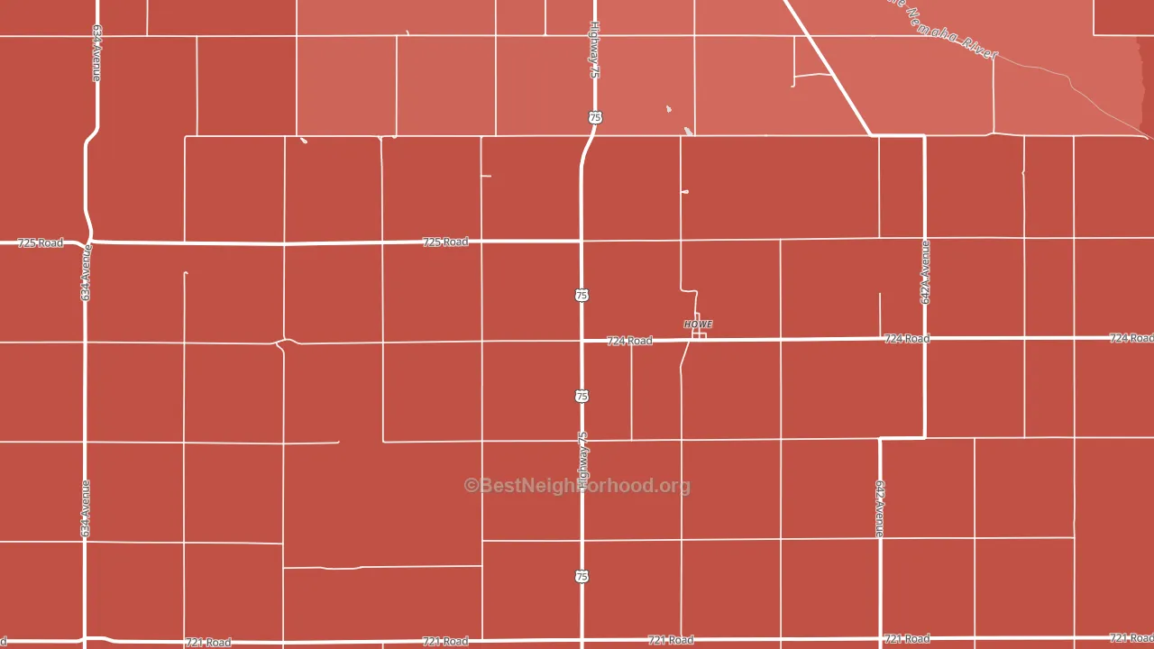 Howe, NE block-group political-lean map