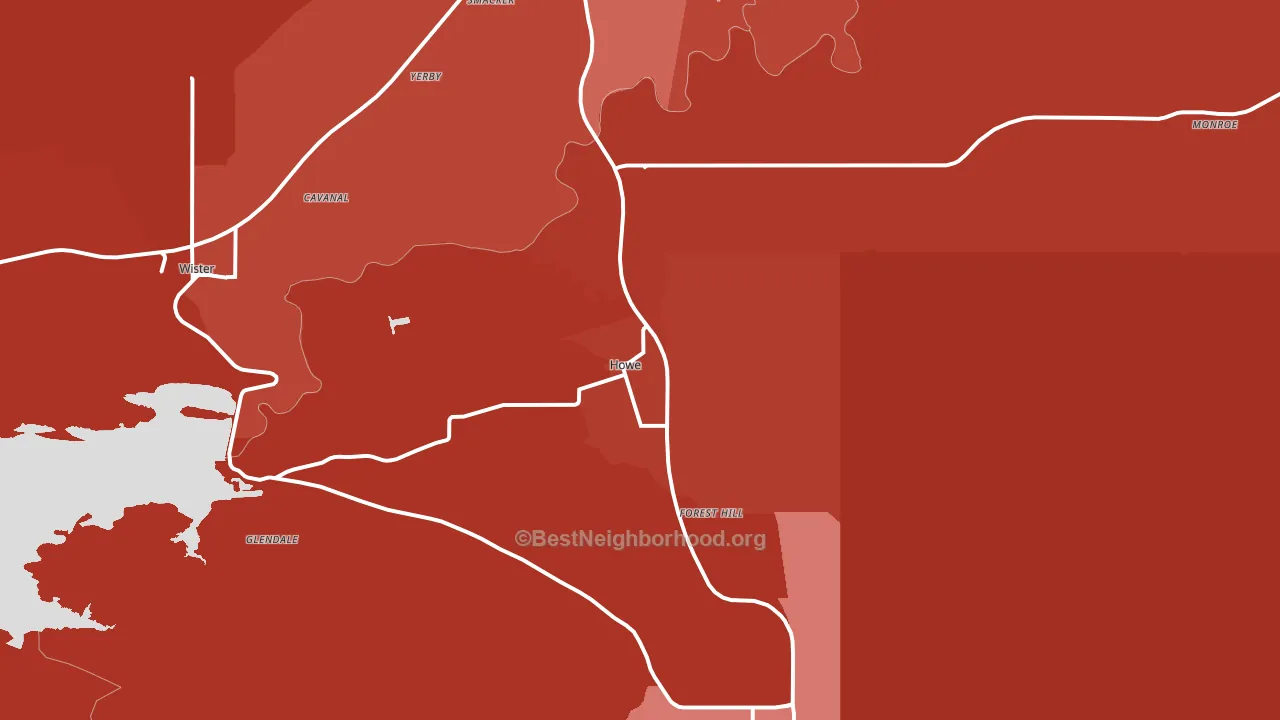 Howe, OK block-group political-lean map